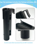 Black ABS wall mounted cooler fishing rod holder for YETI and RTIC, shown with hooks and textured surface, easy install.