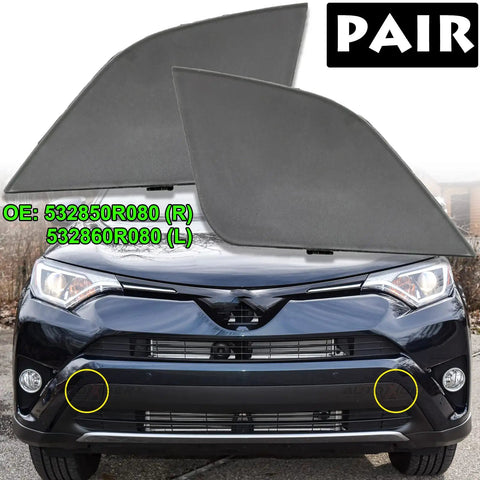 RAV4 AX40 Tow Hook Eye Cover Caps Front Left and Right Replacement Set for 2016-2018 Bumpers with Close-Up View and OEM Style
