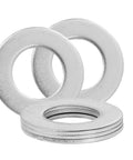 One And A Half Inch Stainless Steel Flat Washers With Three Inch Outside Diameter Made From 304 Stainless Steel Built To Last For Screws And Bolts Pack Of Five, showing stack and single pieces