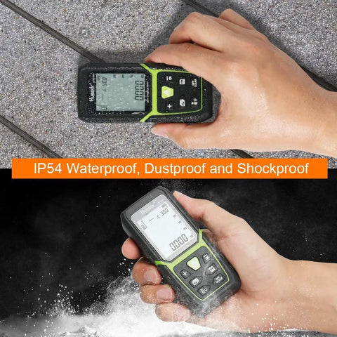 Laser Distance Meter With 393 Feet Range And All Day Battery Life Built In Li Ion Battery And Electric Angle Sensor in use