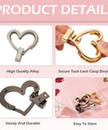 3-set heart-shaped purse turn-lock hardware: silver, gold, and dark metal finishes; includes closures and storage case.