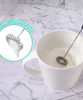 Rechargeable Milk Frother Wand Handheld Electric Foam Maker With USB C Power Detachable Stainless Steel Whisk For Coffee Latte Cappuccino Matcha No Stand Travel Ready Black in use making creamy foam in a cup
