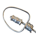 Close-up of Beefed Up Poultry Tie Cord Tether Pack Two with 8 inch steel vinyl coated cable and stainless steel swivel.
