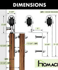 Brushed Nickel Single Track Bypass Sliding Barn Door Hardware Kit for Double Doors, 6Ft Flat Track dimensions diagram