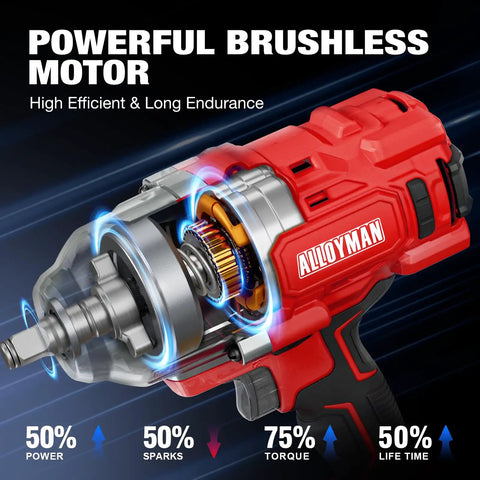 Cordless Impact Wrench Half Inch Drive High Torque Brushless Motor Built Tough Be A Beast On The Job 1475 Foot Pounds 2000 Nm 20V Variable Speed Power Tool Includes Three Sockets For Car Truck RV And Mower
