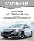 Six Piece Transmission Fluid And Six Piece Rear Differential Oil Drain Plug Washer Gasket Seal Kit With 20mm And 18mm Replacements For Honda Acura Civic Accord Odyssey CRV Pilot Fit, certified OEM part numbers 90471-PX4-000 and 9409-20000 shown with car image.