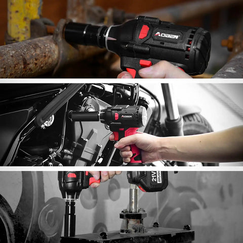 Beast 21V Cordless Impact Wrench With 400 Nm Max Torque And 3000 RPM 4Ah Li Ion Battery being used on various machinery