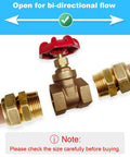 Brass Gate Valve DN20 NPT 0.75 Inch Female Thread Rotary Globe Valve for water gas fuel flow control plumbing shutoff, red handle.