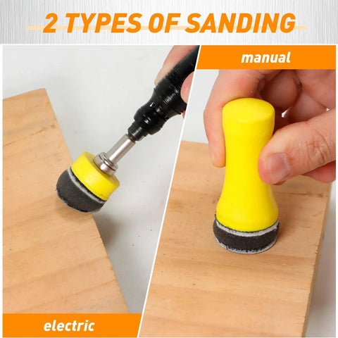 Electric and manual sanding using 1 Inch Wet And Dry Sanding Discs Kit For Rotary Tools, Grits 60 To 10000, 320 Piece Set