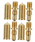 Heavy Duty Copper Pool Cue Extension Screws Four Pack Tough shaft connector joints, eight gold screws for billiard cue repairs.