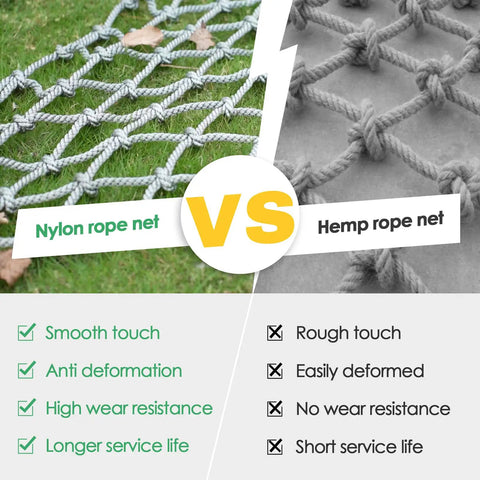Playground Climbing Net For Kids Outdoor Playset Safe Cargo Rope Net With Nylon Rope Ladder Swing Balcony Banister Guard Durable 3.3 By 6.6 Feet Gray Finish