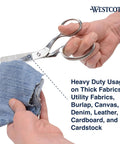 Heavy Duty Bent Fabric Scissors With 8 Inch Forged Blades And Precision Ground Knife Edge For Seamless Cutting, Perfect For Sewing, Crafts, And Office Projects. cutting denim fabric