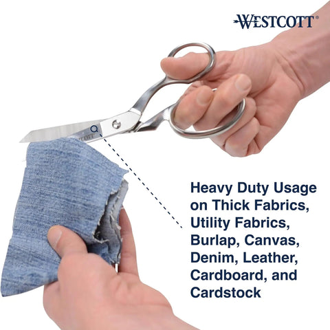 Heavy Duty Bent Fabric Scissors With 8 Inch Forged Blades And Precision Ground Knife Edge For Seamless Cutting, Perfect For Sewing, Crafts, And Office Projects. cutting denim fabric
