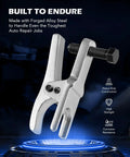 Close-up of silver tool from 5 In 1 Front End Service Tool Kit With Ball Joint Separator, heavy-duty alloy steel construction
