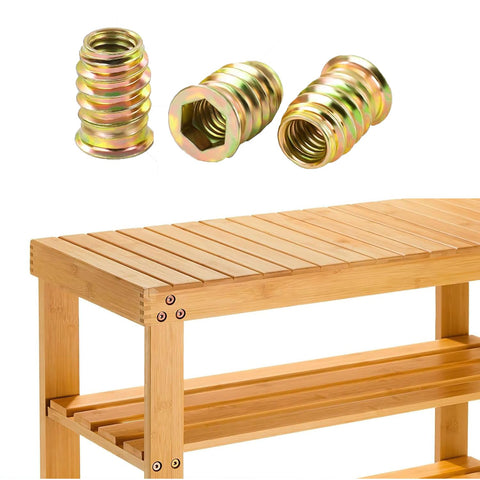 40 Pack 1 Quarter Inch 20 Threaded Inserts For Wood With Hex Drive Screw In Nutserts used in wooden furniture assembly.