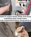 120 Pcs Nylon Cable Tie Buckle Zip Tie Automotive Clips Universal Self Locking Fasteners for Car Fender Engine Cover Mudguard Replacement shown in use on car panels
