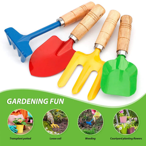 Beefy Built To Last Garden Tool Set with shovel trowel rake fork real metal tools hardwood handles outdoor gear