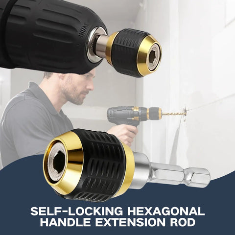 Hella Solid Six Piece Magnetic Hex Shaft Quick Change Adapter For Power Drills Heavy Duty Quarter Inch Socket Converter And Quick Grip Driver Bit Holder Packs with self-locking hexagonal handle.
