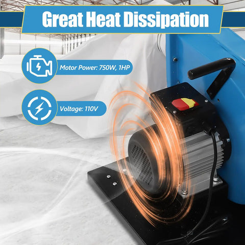 Rugged 1HP Dust Workhorse With 550 CFM Power And Rolling Wheeled Base features a 750W motor for effective dust extraction.