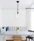 Dining room with Bottle Glass Pendant Light With Dope Industrial Vintage Vibe Large Black Farmhouse Ceiling Fixture