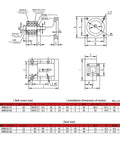 Technical drawing of bi-directional SFU1204 ball screw CNC kit dimensions with 480mm travel and 4mm lead, including nut and housing sizes.