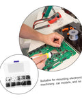 Person using Small Round Head Screws Set 1000 Pcs Miniature Fasteners for electronics, machinery, and car models in one handy box