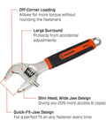 12 Inch Adjustable Wrench With Quick Fit Jaw For Rapid Fitment And Solid Grip Off Corner Loading Prevents Fastener Rounding Under Heavy Torque Heavy Duty Tool For Pros And DIY Home Repairs with labeled features