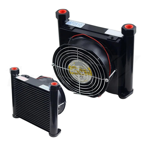 Beefed-Up Heavy Duty Hydraulic Oil Cooler With Air Cooling Fin Radiator 48W System, 10 L Per Min Flow, 15 Bar Working Pressure, Efficient Heat Exchanger For Rapid Temperature Reduction, AC380V Compatible, Model AF0510T-CA