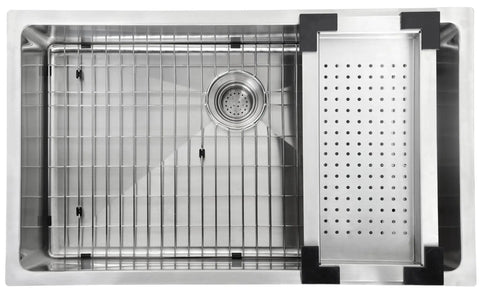 Stainless Steel Colander for Undermount Sinks, Heavy Duty T-304, Scratch-Resistant Commercial Grade Satin Finish top view