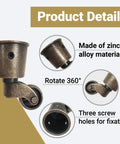 Four Pack Cup Style Swivel Casters For Furniture, Vintage Round Cup Wheels made of zinc alloy, 360° rotation, 2.6 x 1.5 inch