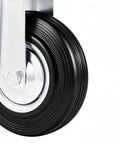 Close-up of 4-Pack Beefy Heavy Duty Swivel Caster Wheels with black rubber and metal fixture
