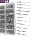 Massive Aluminum Dome Head Blind Rivet Kit With 660 Pieces In 3.2mm 4.0mm And 4.8mm Sizes For Quick Easy Riveting On Wood Metal And Auto DIY Projects For Home Repair And Maintenance, 660 pcs organizer