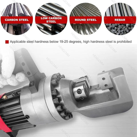 Heavy Duty Electric Hydraulic Rebar Cutter For Construction Sites with cutting head design, efficient for 4 to 25mm steel bars.