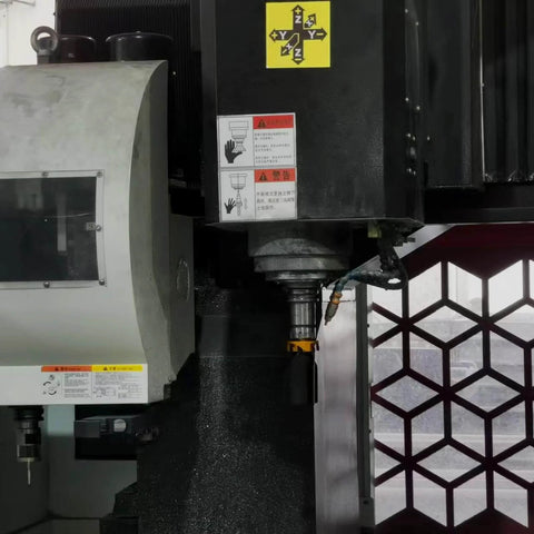 Heavy Duty Chip Removal Fan For End Mill Machines visible in CNC setup, black shank and machine control interface