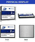 Built Different Rock Solid Compact Flash Memory Card 2GB Type I SLC NAND Industrial Grade Tough Storage For Vintage Cameras And Heavy Equipment Reliable FAT16 Format, front and back view.