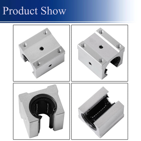 Close-up of SBR20UU square type bearing blocks from SBR20 linear rail kit for CNC machines.