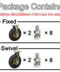 Hardcore Heavy Duty Pneumatic Rubber Caster Wheels 2 Pack Industrial Grade 8 Inch or 10 Inch fixed and swivel wheels with hardware.