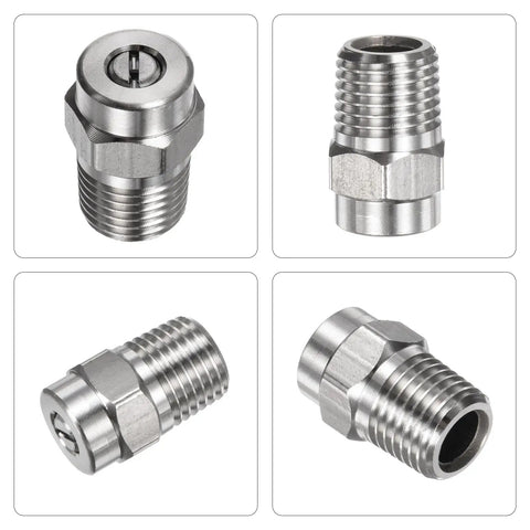 4 Pack Surface Clean Tips For Your Pressure Washer Go To Gear 25 Degree One Quarter Inch NPT Male Nozzle Set Stainless Steel Construction With Sealing Tape Replacement Nozzles For Water Guns And Surface Cleaners