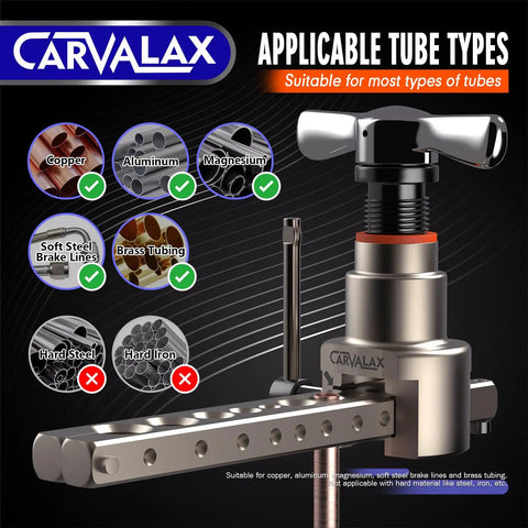 All In One Eccentric Flaring Tool Kit With 45 Degree Precision And Metric Imperial Clamp applicable tube types chart