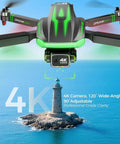 GPS Drones With EIS 4K Camera for Adults and Kids, showing drone hovering over lighthouse with 120° camera view.