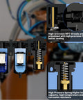 Close-up of 3/8 NPT Air Drying System With Dual Regulator and 5 Micron Filter Cartridges showing precision NPT threads and pressure spring.