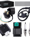 Beefed Up Ignition Coil Kit with 5 Pin CDI Box, solenoid, 4 Pin Relay, voltage regulator, spark plugs for 50cc-125cc ATVs and more