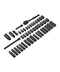 46 Piece Three Eighths Inch Drive Socket Set With Six Point And Twelve Point Sockets, 72 Teeth Ratchet, SAE And Metric Sizes