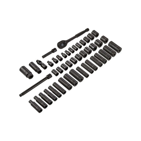 46 Piece Three Eighths Inch Drive Socket Set With Six Point And Twelve Point Sockets, 72 Teeth Ratchet, SAE And Metric Sizes
