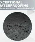 Close-up of Rock Solid Self Adhesive Rubber Roofing Membrane Roll 39 By 164 Feet Waterproof Leak Tape Blocks Leaks Fast with water beads