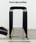 Built Like A Tank Heavy Duty Tire Stand With Smooth Rolling Locking Casters Rust Proof Steel Rack featuring foam edge padding for protection.