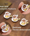 Whimsical Cherries Floral Tea Cup And Coffee Set With Magnetic Hinge Topper For Doors, miniature ceramic view with gold spoon