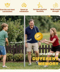 Family playing with Ultimate Tetherball Set With Ball, Rope And Carabiner For Backyard Fun in a garden setting