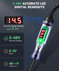 Digital Auto Test Light With 3 to 48V LED Readout and Voltmeter, Polarity Indicator, Stainless Probe, Garage Ready Car Electrical Tester for Fuses and Vehicle Diagnostics close-up