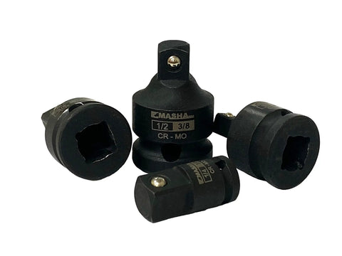 Badass Four Piece Impact Socket Adapter Reducer Set Lets You Convert Between Quarter Three Eighth And Half Inch Drives With Super Tough Drop Forged Chrome Moly Steel Built For Heavy Duty Use